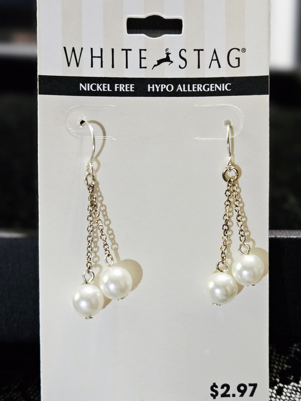 White Stag Silver-Tone Pearl Dangle Earrings